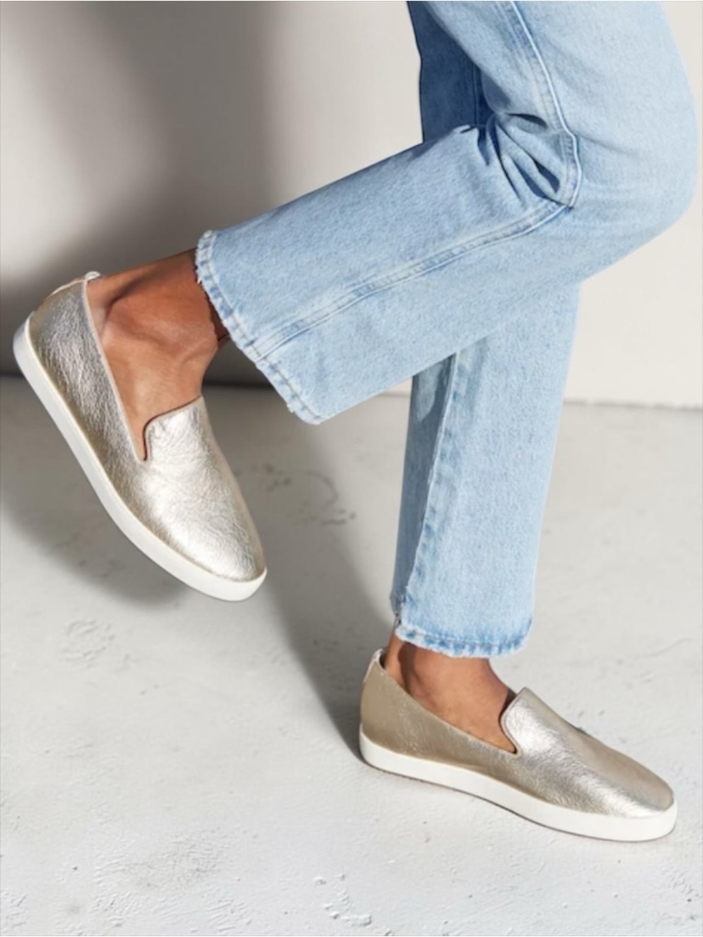 Birdies Swift Slip On Leather Sneaker Gold Size 7.5